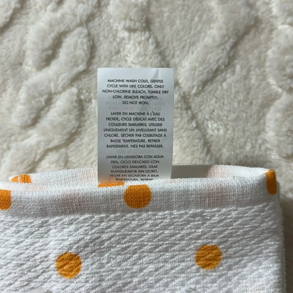 kate spade Cocktail Glass Ice Bubbles Orange Peel White Cotton Kitchen Towels